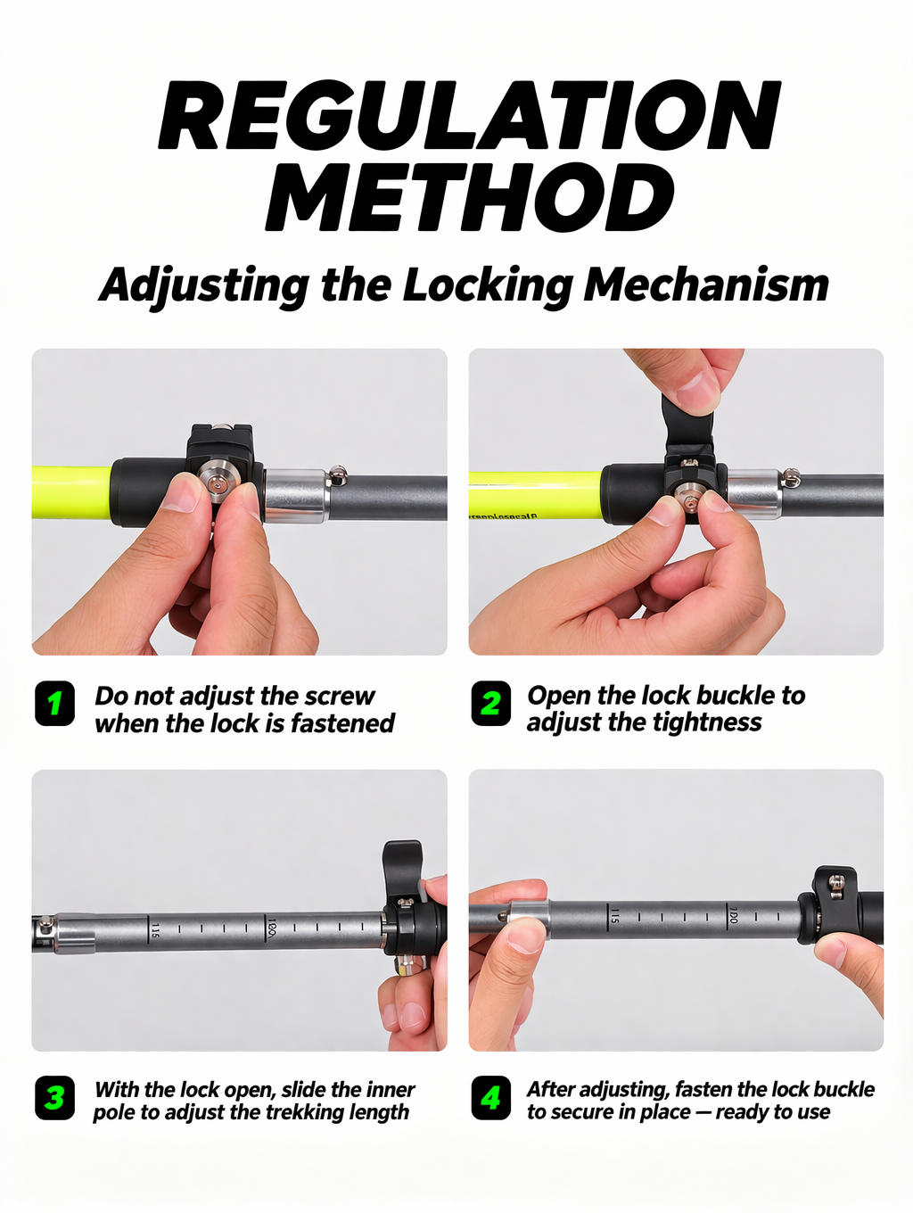 1 Pair Lightweight Collapsible Aluminium Trekking Poles for Hiking