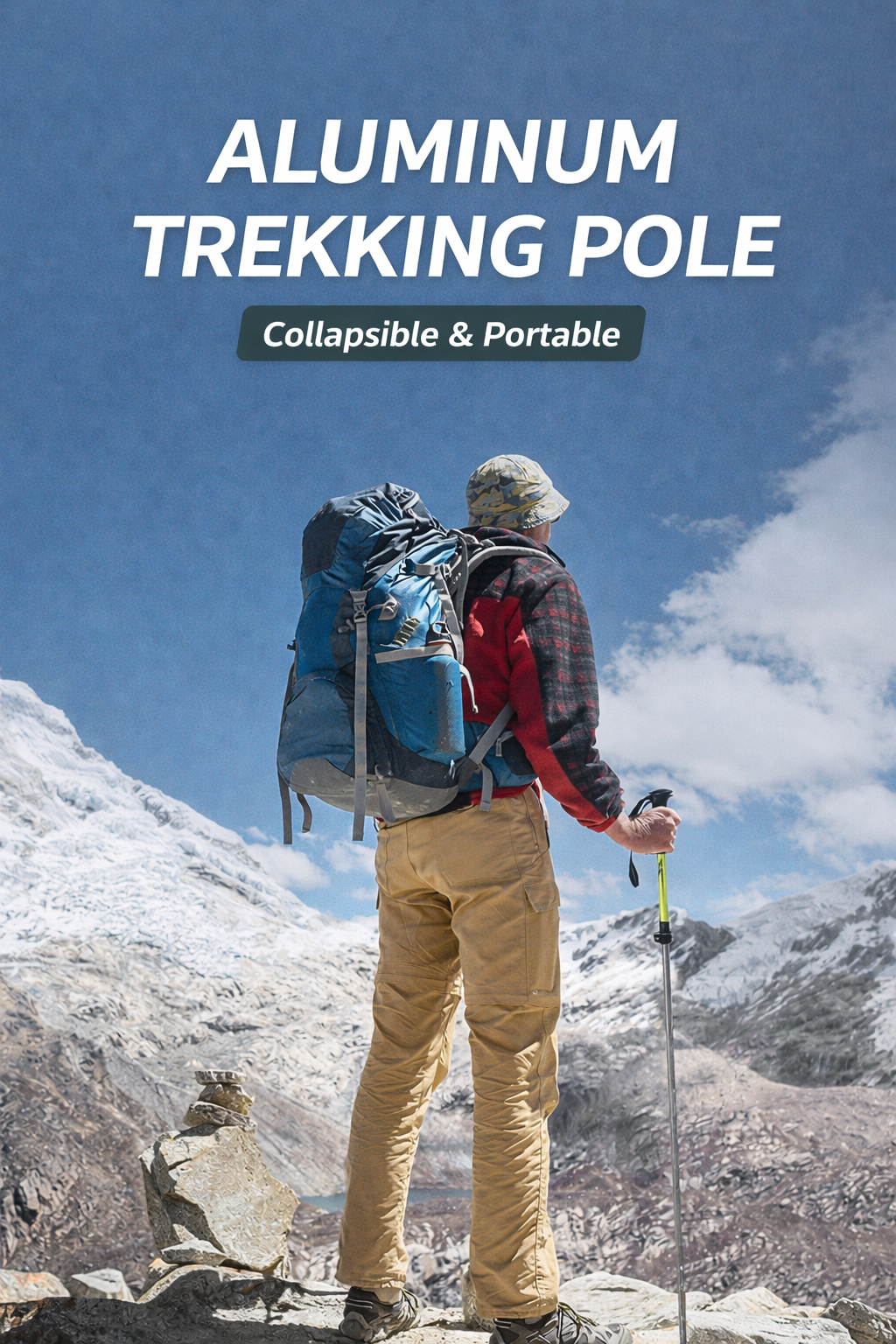1 Pair Lightweight Collapsible Aluminium Trekking Poles for Hiking