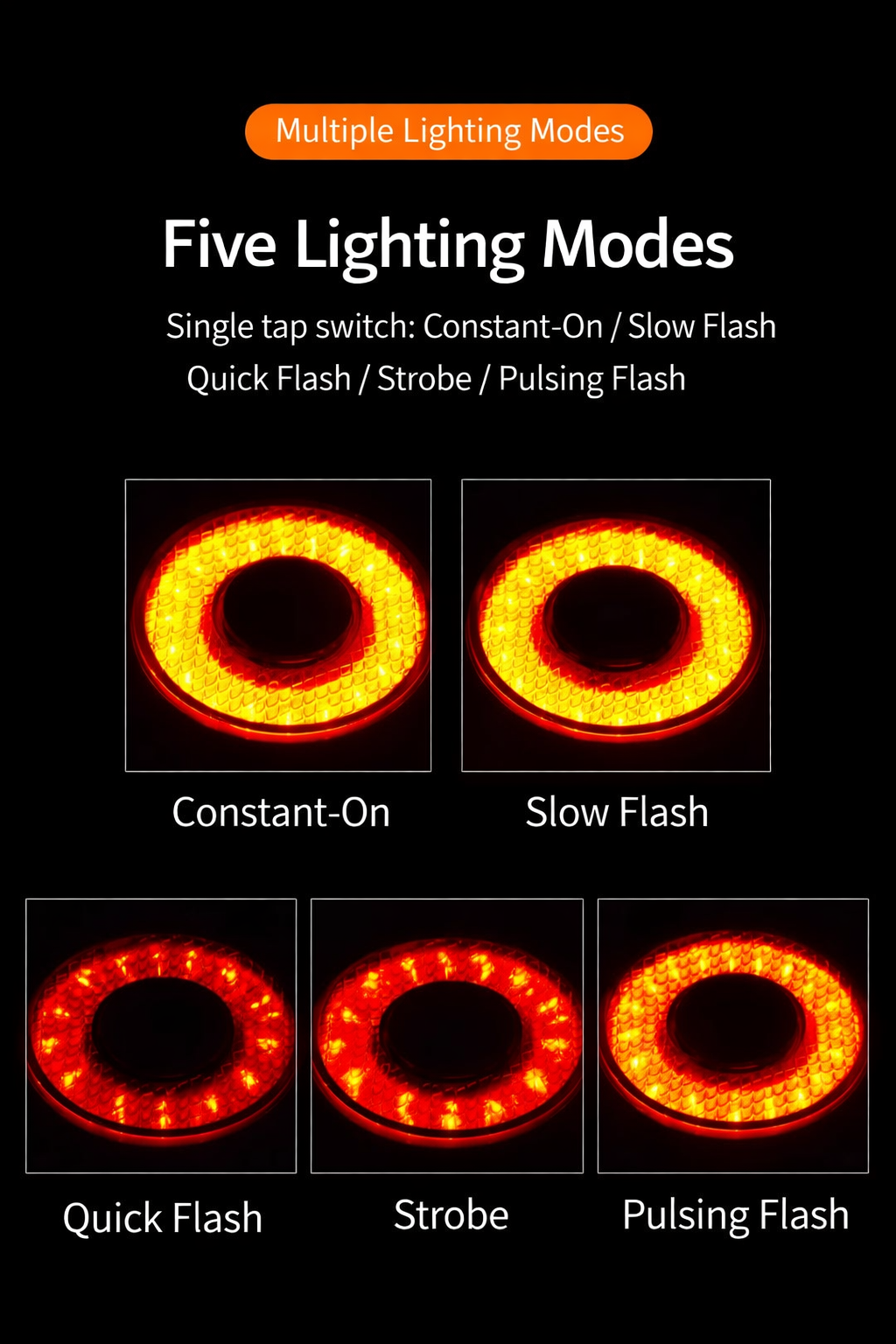 Brake Sensing Rechargeable Bike Tail Light