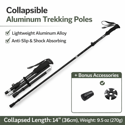 1 Pair Lightweight Collapsible Aluminium Trekking Poles for Hiking